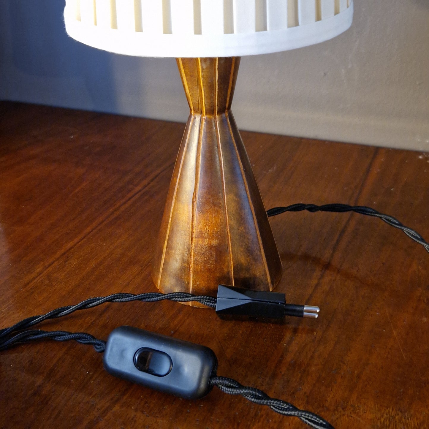 Striped Wood Table Lamp