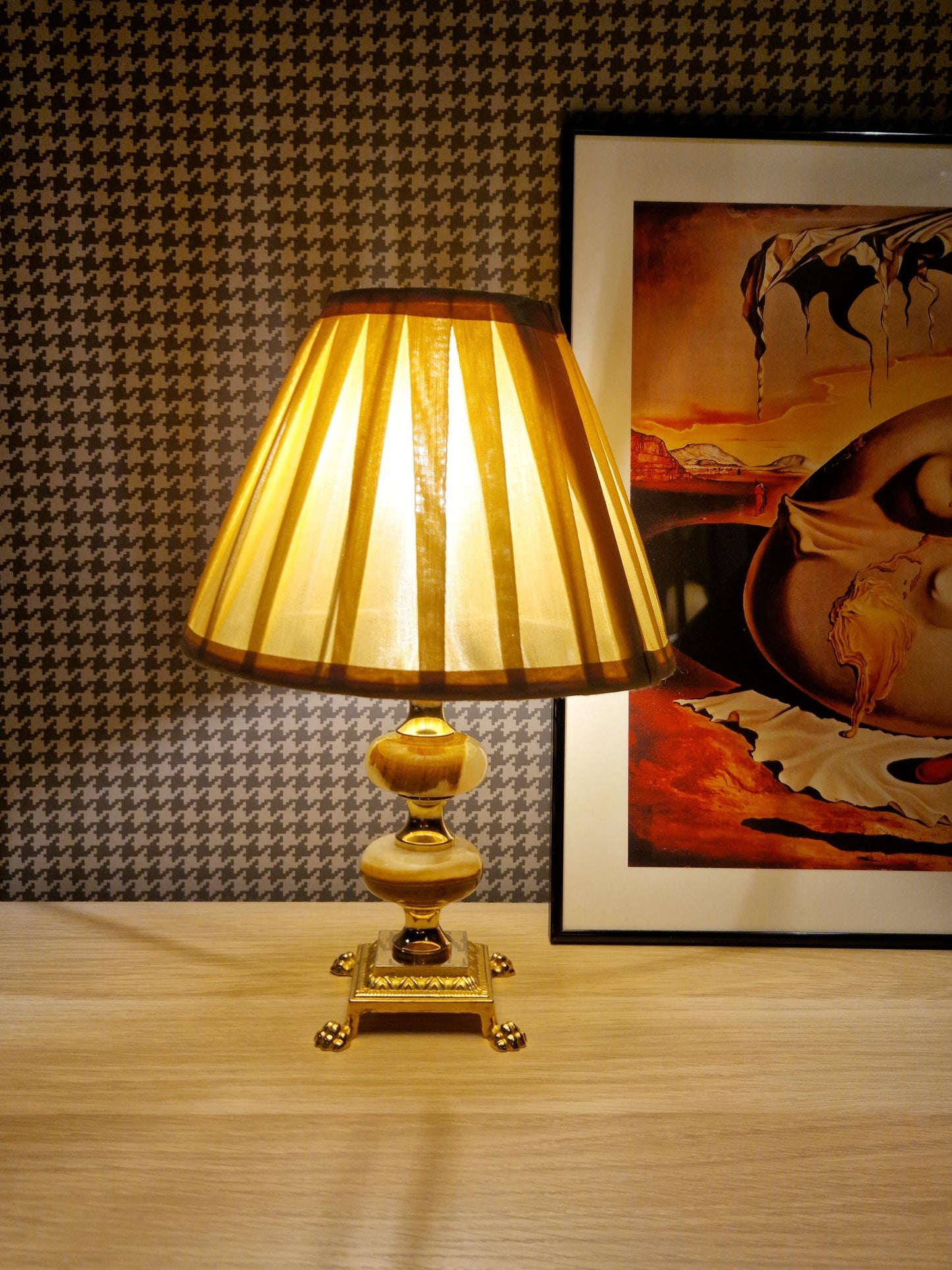 Small Brass and Onyx Table Lamp