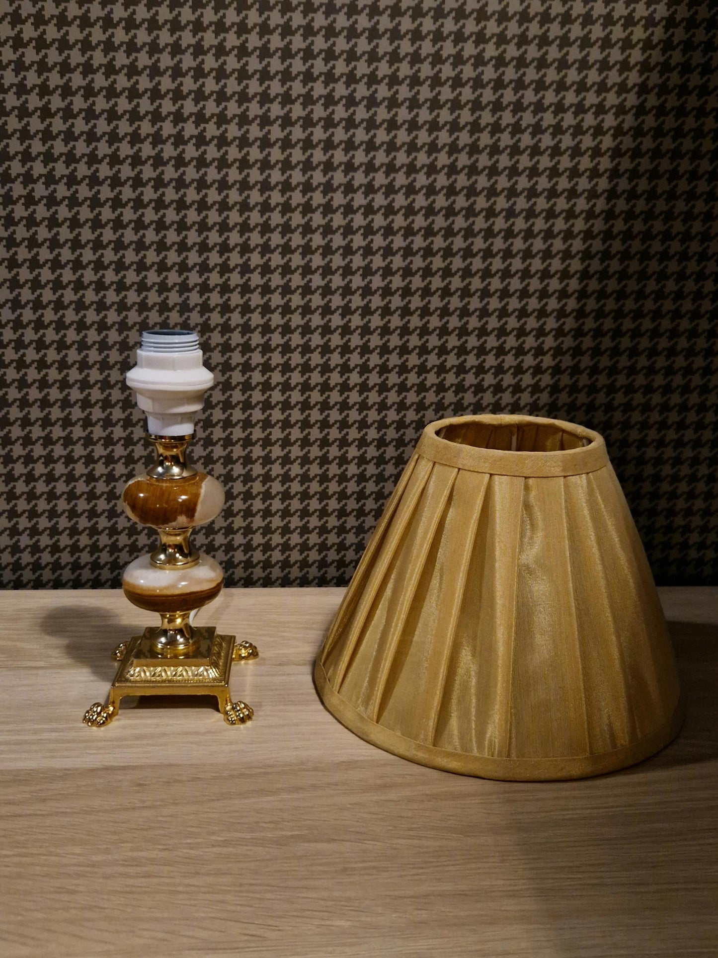 Small Brass and Onyx Table Lamp