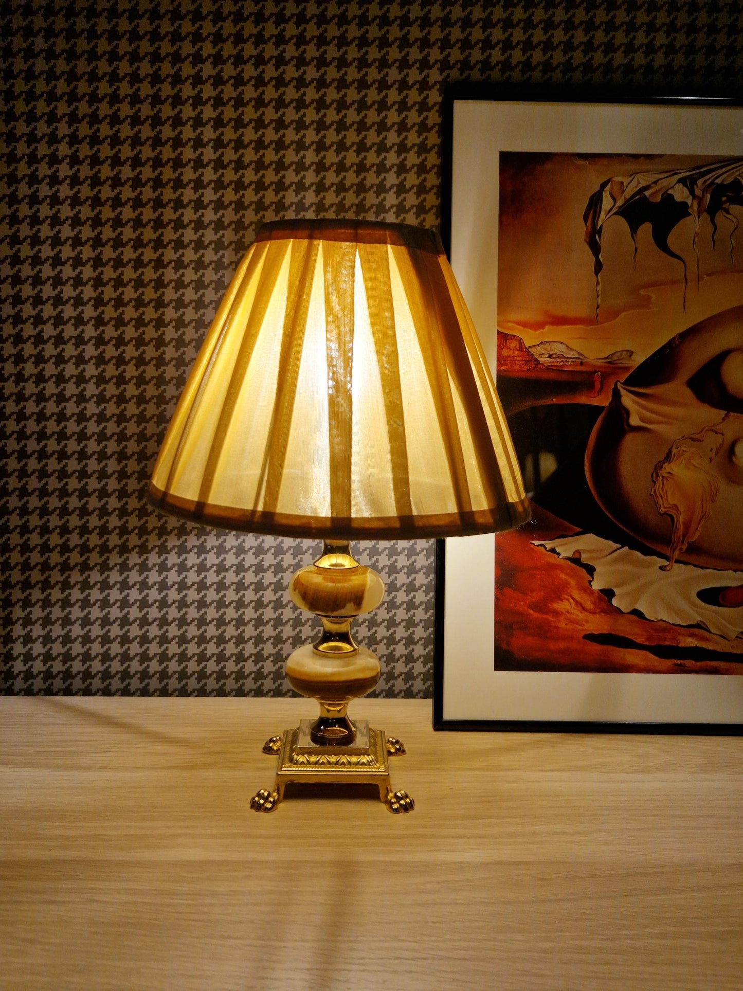 Small Brass and Onyx Table Lamp