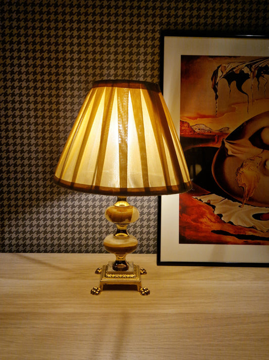 Small Brass and Onyx Table Lamp