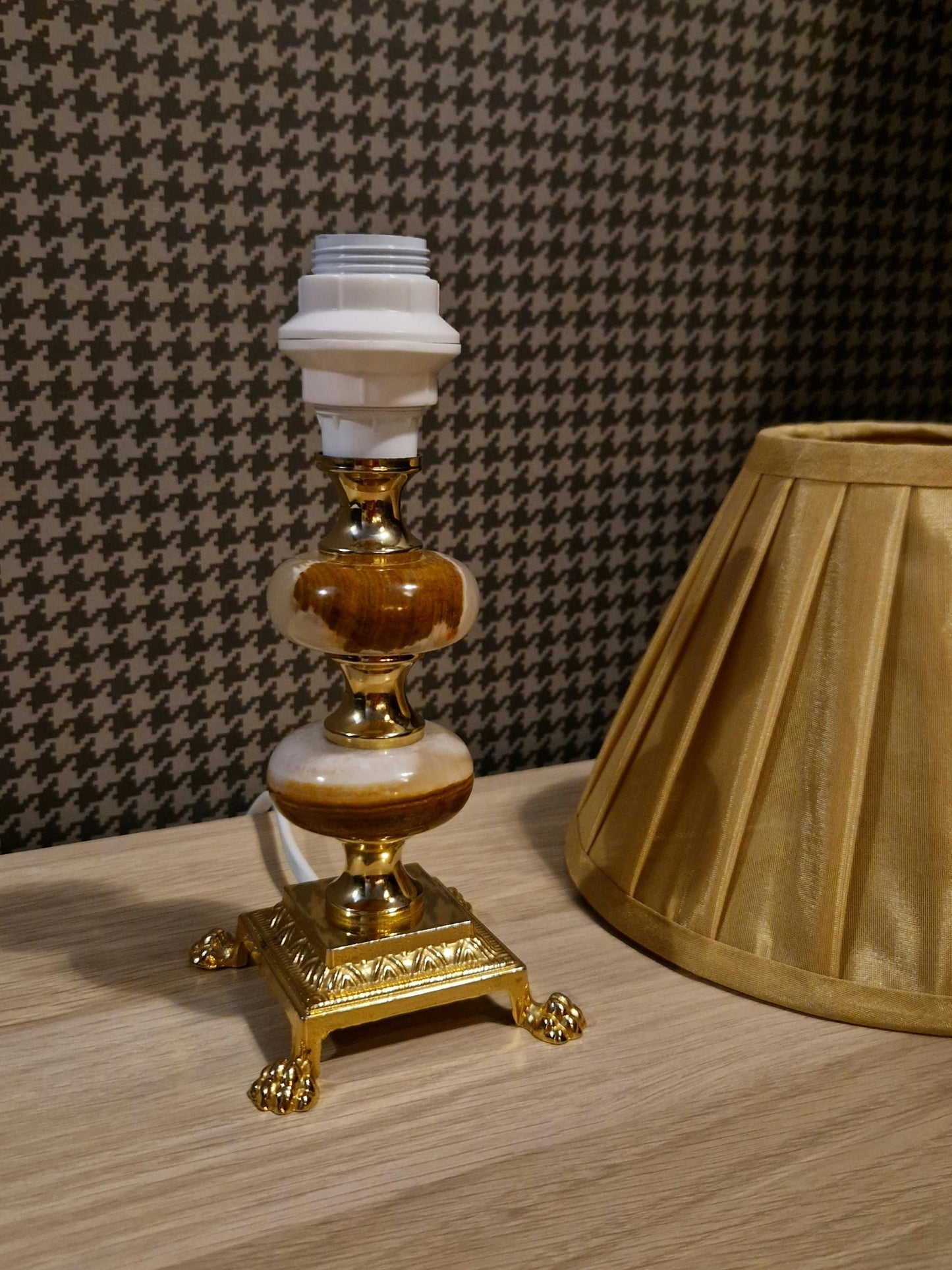 Small Brass and Onyx Table Lamp