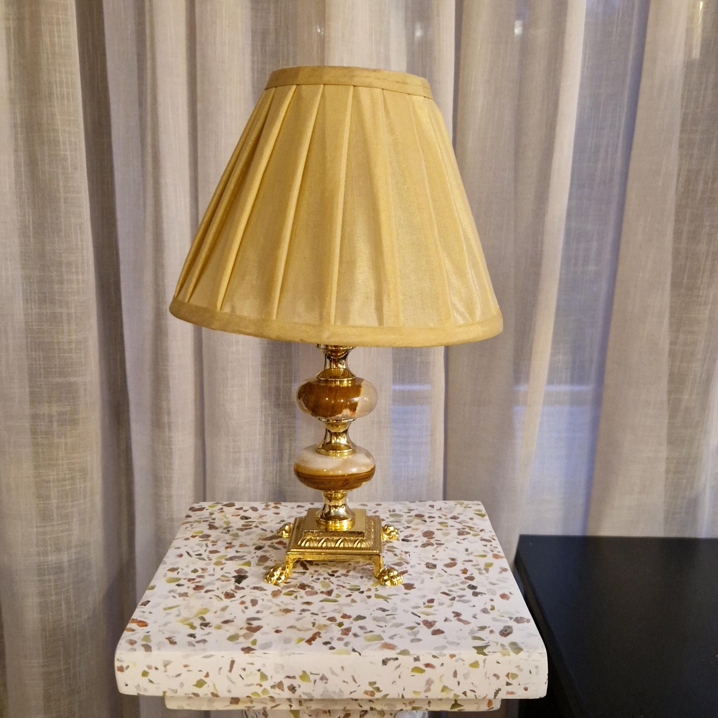 Small Brass and Onyx Table Lamp